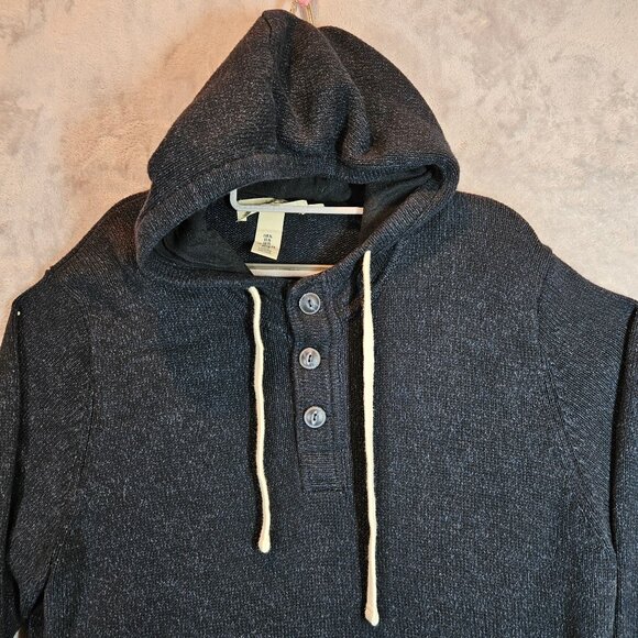 L.O.G.G. By H&M XL Dark Gray Knit Hooded Pullover Sweater double thick Pocket - Picture 5 of 14